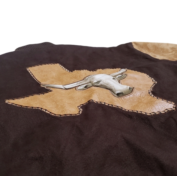 Bradford Exchange History of Texas Mens Varsity Twill Jacket Brown Size Medium - Picture 8 of 11